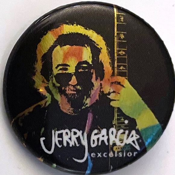 Jerry Garcia (Grateful Dead) Excelsior pin-back button - Picture 1 of 3